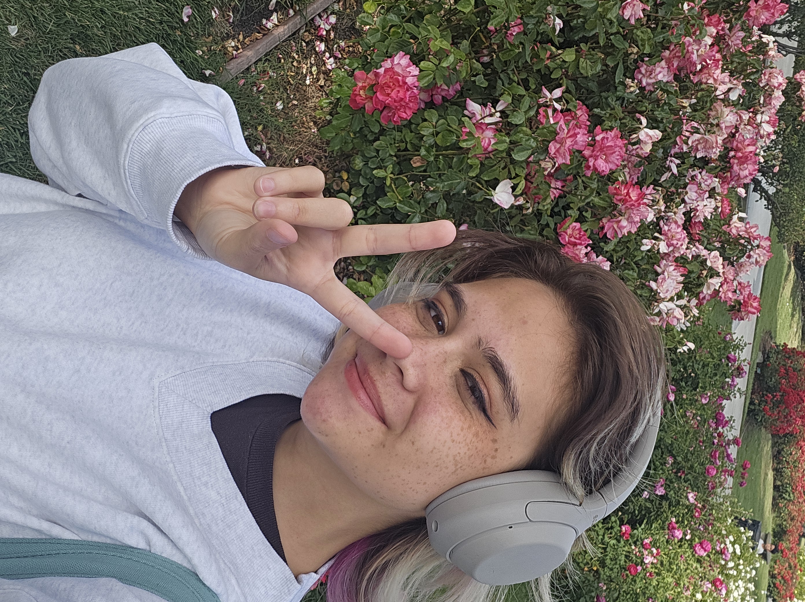 Paige Townsend in front of rose garden in San Jose, CA